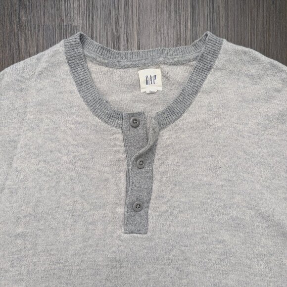 Gap | Men's Large Grey Wool Blend Henley Sweater - Picture 2 of 4